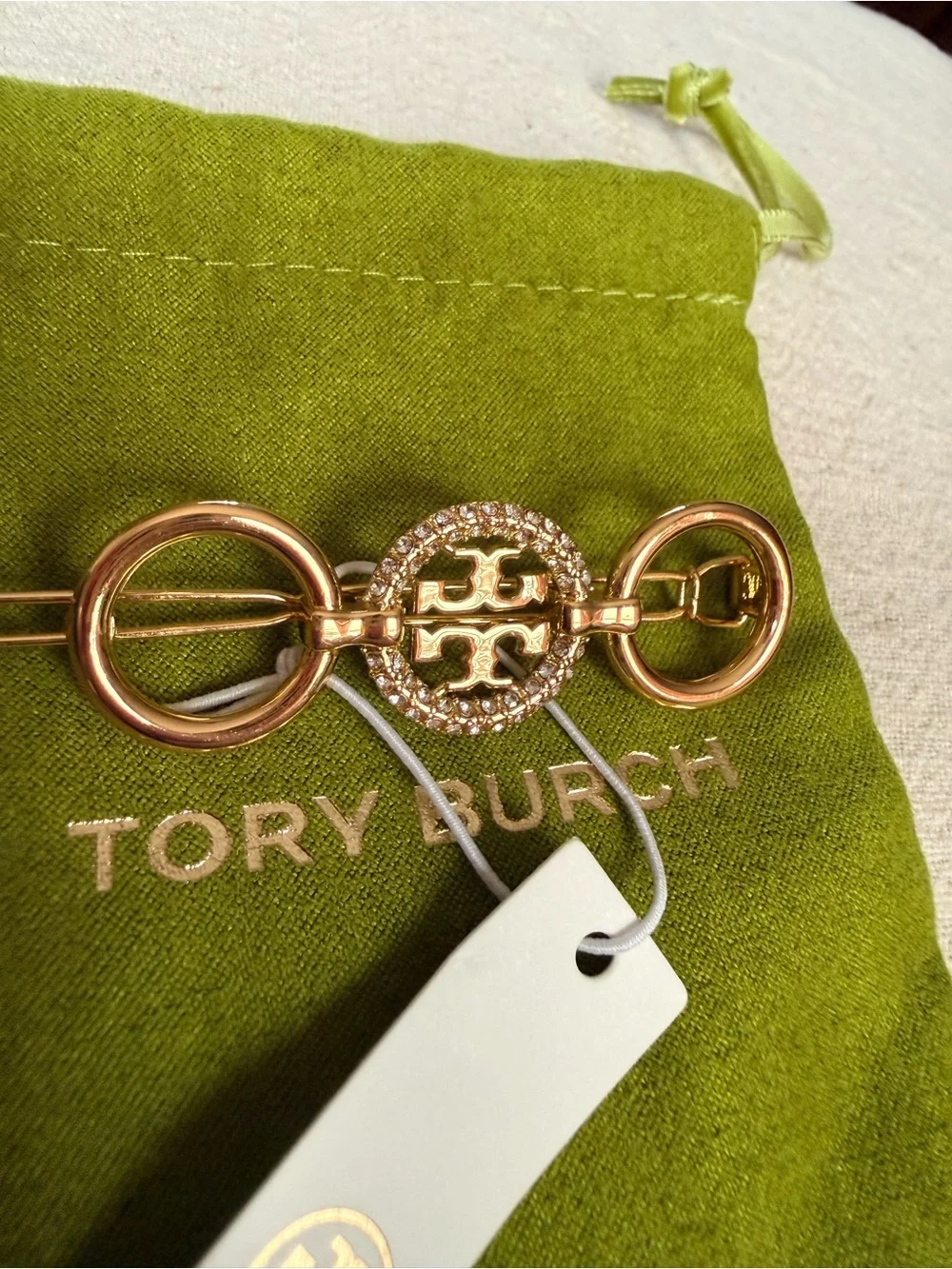 Tory Burch Gold-Plated Pave Crystal Barrette